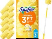 Swiffer Duster Heavy Duty Dusting Kit, Cleaning Supplies, 3 ft Extended Handle, 1 Duster, 12 Refills