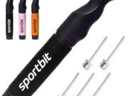 SPORTBIT Ball Pump for Sports Balls - Push & Pull Inflating System - Hand Pump for All Exercise Balls - Volleyball Pump, Basketball Inflator, Football & Soccer Ball Air Pump - Goes with 5 Needles Set