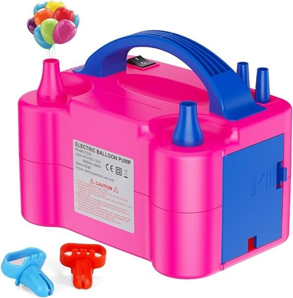 Electric Air Balloon Pump, Portable Dual Nozzle Electric Balloon Inflator for Party Decoration, 110V 600W Balloon Blower Pump Inflation