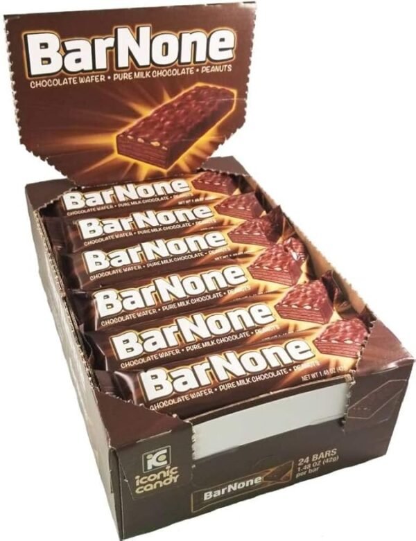 BarNone Chocolate Bar | Chocolate Wafer – Pure Milk Chocolate - Peanuts | A Chocolate Lover’s Candy Bar | BarNone Chocolate Bar Brought To You By Iconic Candy | 24 Count